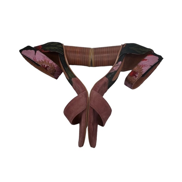 Anthropologie Jeffrey Campbell Pink Floral Block Heeled Sandals Size 7.5 Women’s - Picture 7 of 9